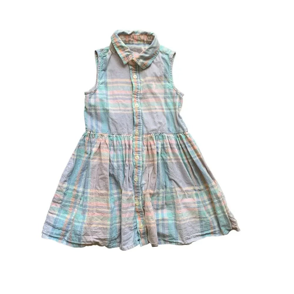 Ralph Lauren Plaid Collared Sleeveless Dress